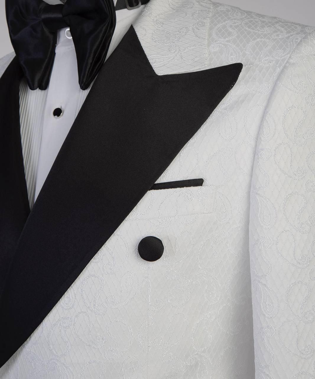 White and Black Jacquard Tuxedo