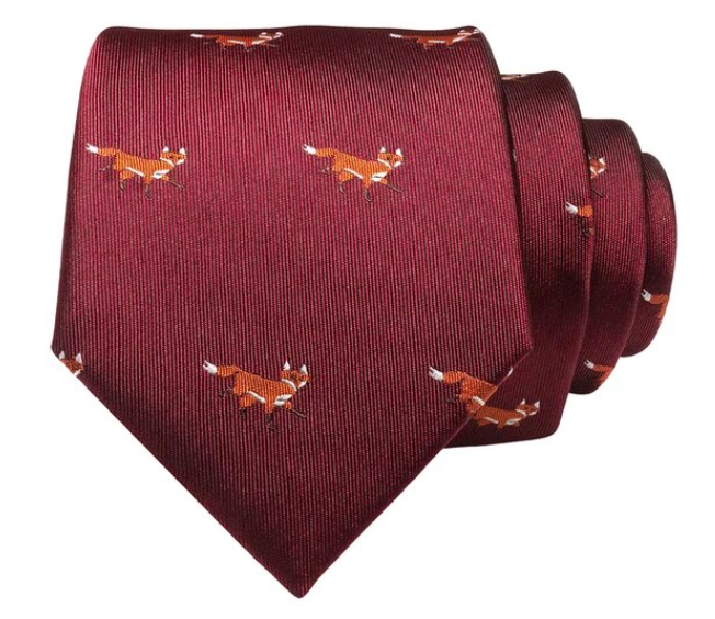 Burgundy Fox Neck Tie