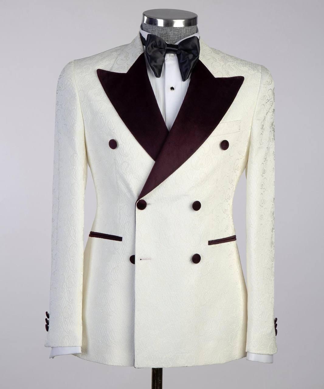 White and Black Jacquard Tuxedo