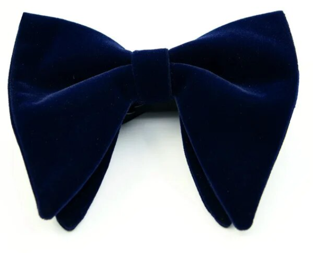 Navy Butterfly Velvet Bowtie